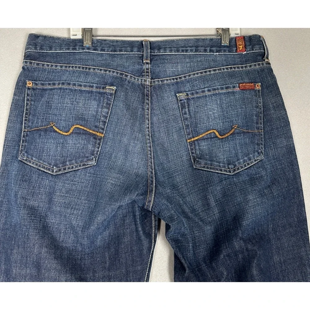 7 For All Mankind Jeans Mens 38 Blue Relaxed Fit Dark Wash Denim Made In USA